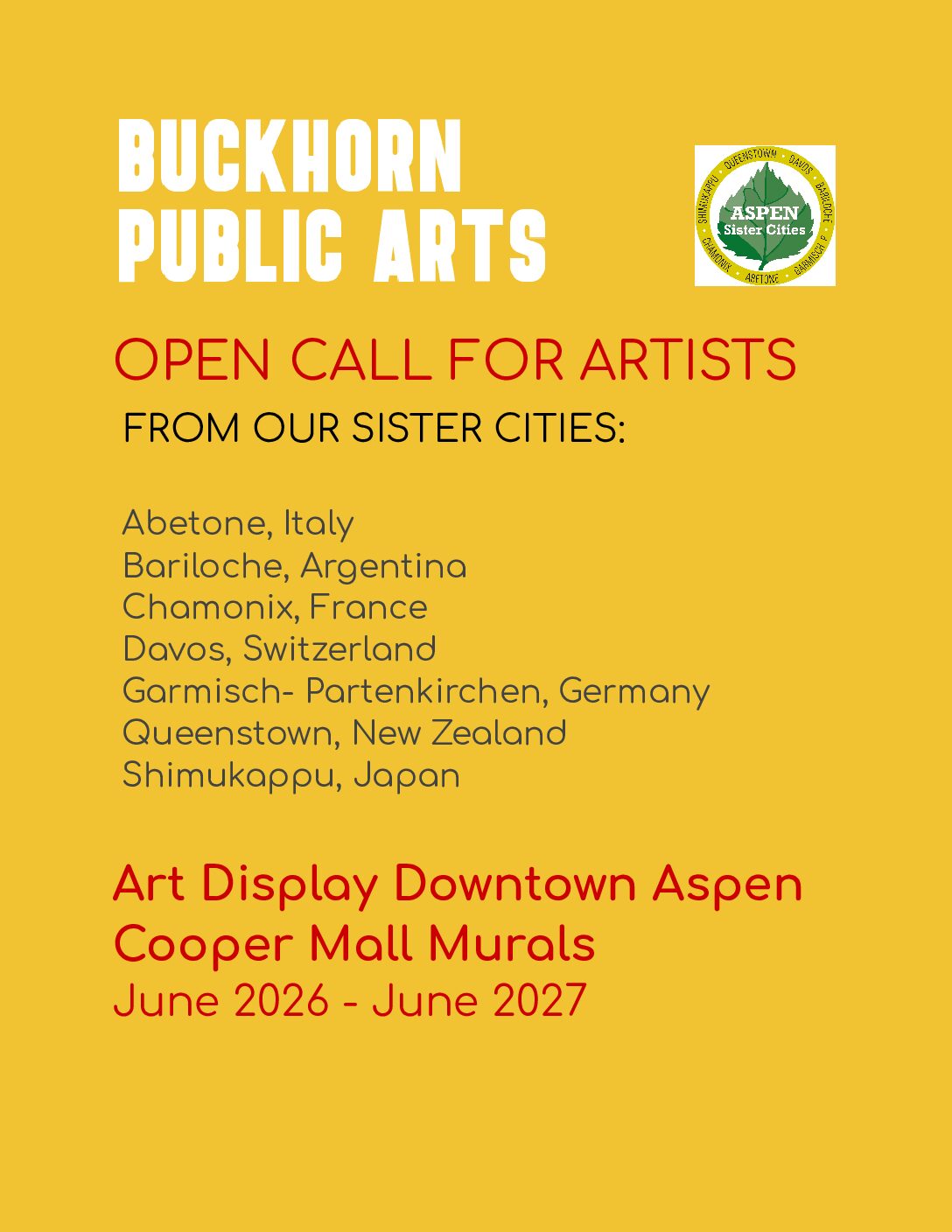 ARTISTS FROM OUR SISTER CITIES INVITED TO PARTICIPATE IN COOPER MALL MURALS.